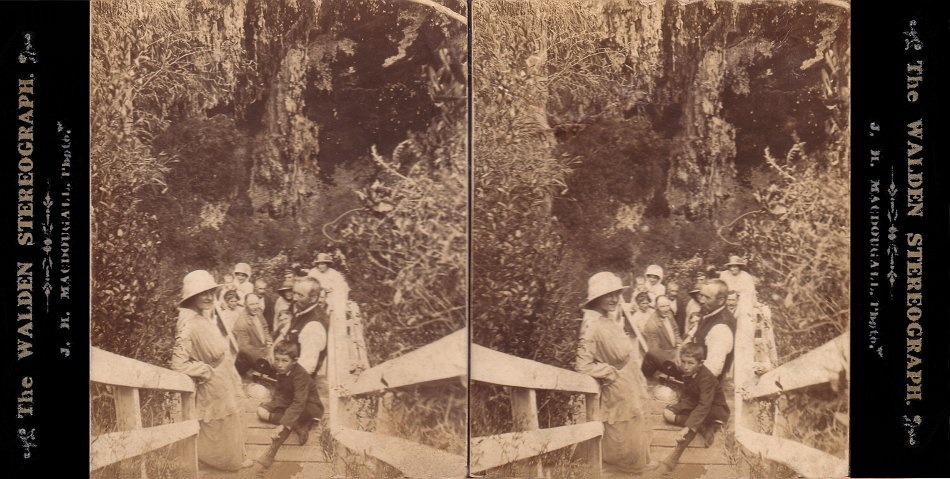 Entrance staircase to Lake Cave. - JHA MacDougall's Stereographs
