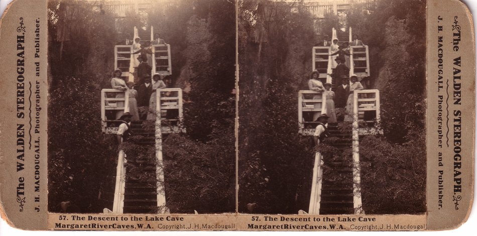 Entrance staircase to Lake Cave. - JHA MacDougall's Stereographs