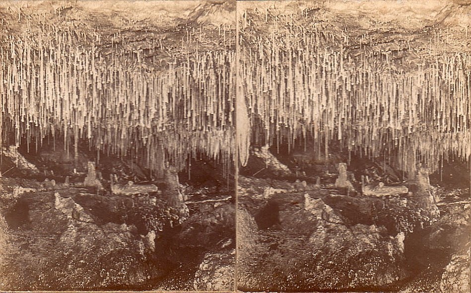 The meteoric shower in Calgardup Cave in 1900 before it was destroyed. - JHA MacDougall's Stereographs
