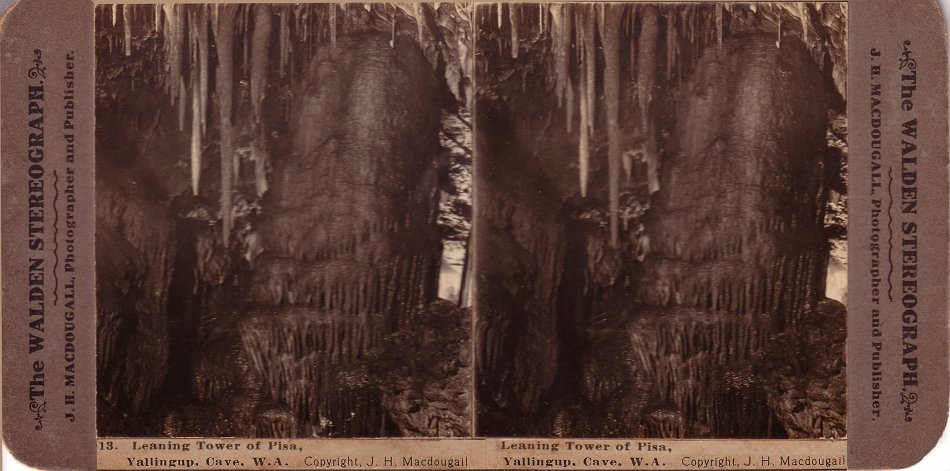 The leaning Tower of Pisa in Yallingup Cave. - JHA MacDougall's Stereographs