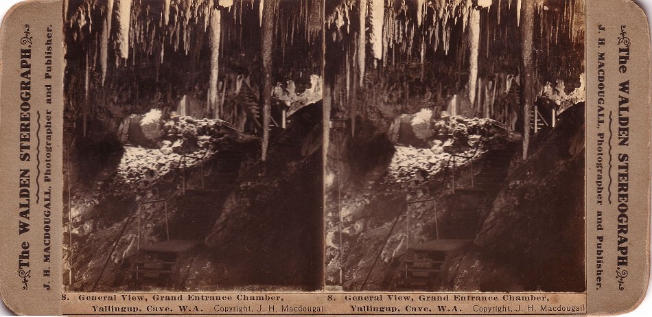The entrance stairway to Yallingup Cave circa 1900. - JHA MacDougall's Stereographs