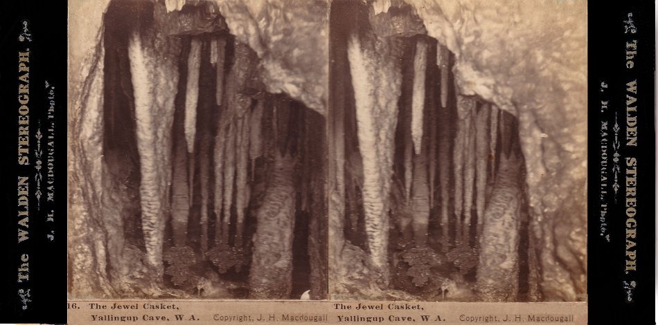 The Jewel Casket from 1900. Unfortunately vandalised by a visitor and "repaired" by Norm Poulter. Once again a comparison photo would be useful to see how much remains. - JHA MacDougall's Stereographs