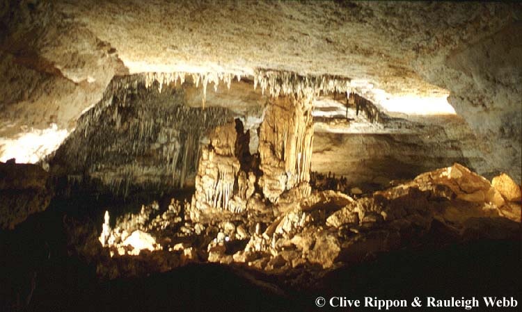 The chamber containing the Sentinel. 18 Bulbs and 4 flashs used in the photo. Note Veronica seated in front of the Sentinel.  - 1997 - Nullarbor - Easter